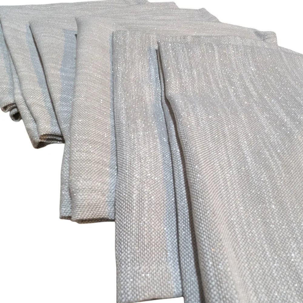Laura Ashley Set of 6 Cloth Napkins Grey Silver Shimmer Sparkle